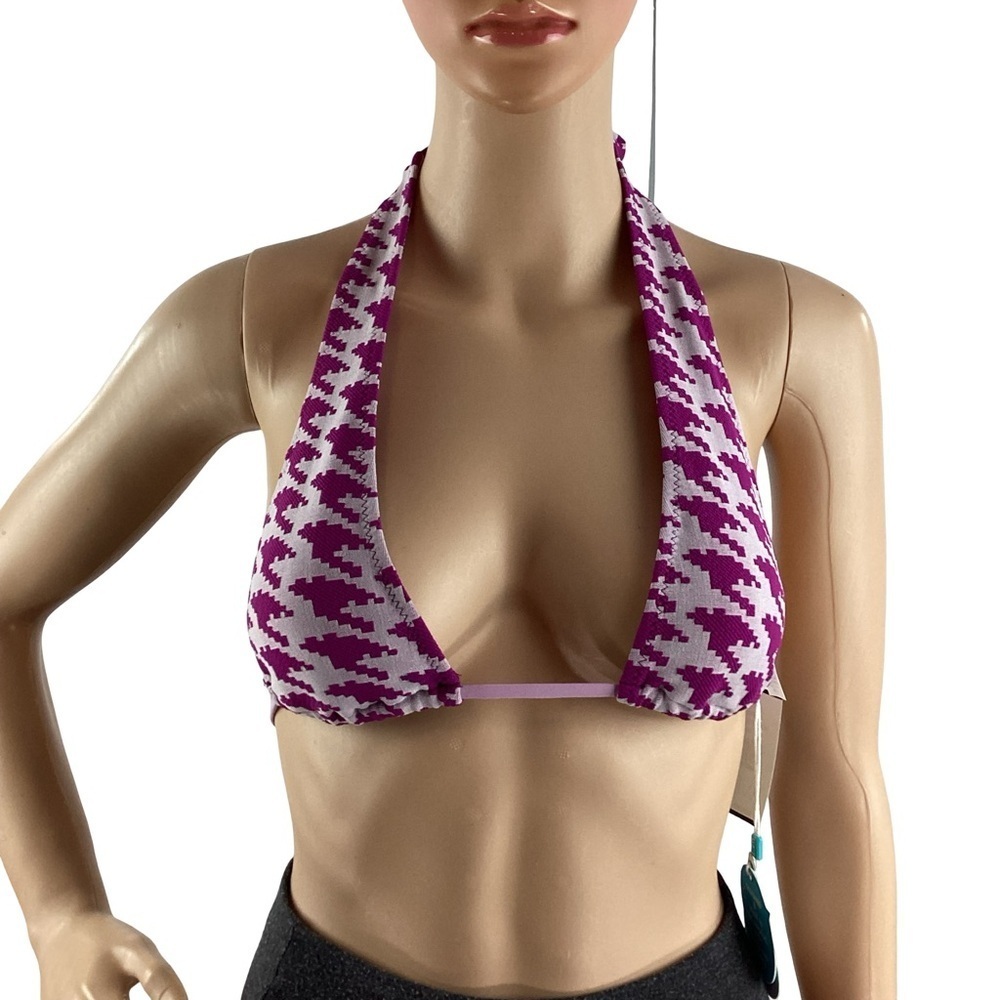 WET Swimwear Jordan Top Houndstooth Bikini Top Purple White Size XS